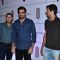 Ajit Agarkar, Zaheer Khan and Ashish Nehra pose for the media at Rohit Sharma's Bash