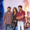 Ajay Devgn, Manasvi Mamgai and Prabhu Deva pose for the media at the Song Launch of Action Jackson