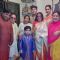 Celebs pose for the media at Bappi Lahiri's Saraswati Pooja