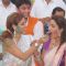 Tanaaz Currim Irani feeding cake to a friend at the 200 Episodes Completion Bash