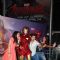 Shraddha, Varun and Sonakshi poses with Iron Man cosplay at  Avengers 2 Premiere
