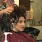 Radhika doing hairstyle in Beauty Parlour