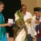 President Pratibha Devi Singh Patil presenting ''''Dadasaheb Phalke award 2007'''' to Manna Dey at Vigyan Bhawan, in New Delhi on Wednesday, also in photo I and B minister Ambika Soni