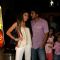 Bollywood actors Jacqeiline Fernandez and Riteish Deshmukh watch their movie "Aladin" with kids at PVR in Mumbai