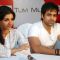 Soha Ali Khan and Imran Hasmi in the press meet of their new film ''Tum Mile'' in a city multiplex in Kolkata on Friday