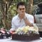Aamir Khan gestures as he interacts with the media on his 45rd birthday at his home in Mumbai