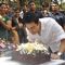Aamir Khan blows his 45rd birthday candles as he celebrates his 45rd birthday with media today at his home in Mumbai