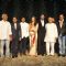 A R Rahman, Aishwarya Rai Bachchan, Abhishek Bachchan and Gulzar at ''RAAVAN'' movie music launch