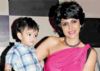 Mandira launches lighting toys with son Veer