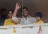 Salman Khan GREETS EID Mubarak to his fans gathered outside his Home