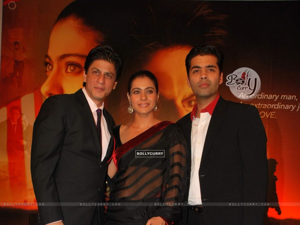 Wallpaper - Bollywood actors Shah Rukh Khan, Kajol and Karan Johar at 